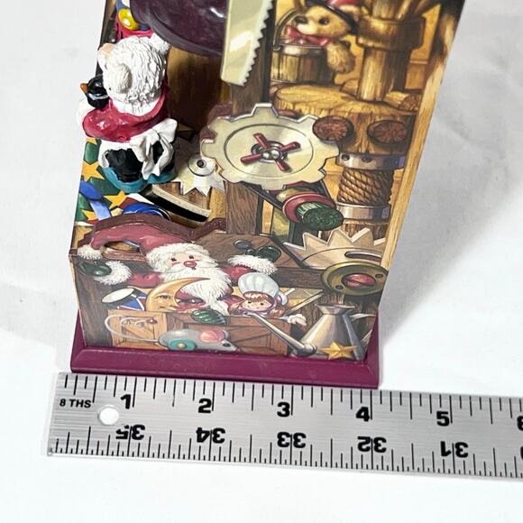 Vintage Santa Clause Christmas Wind Up Musical Animated Stage Wood Working - Picture 9 of 9